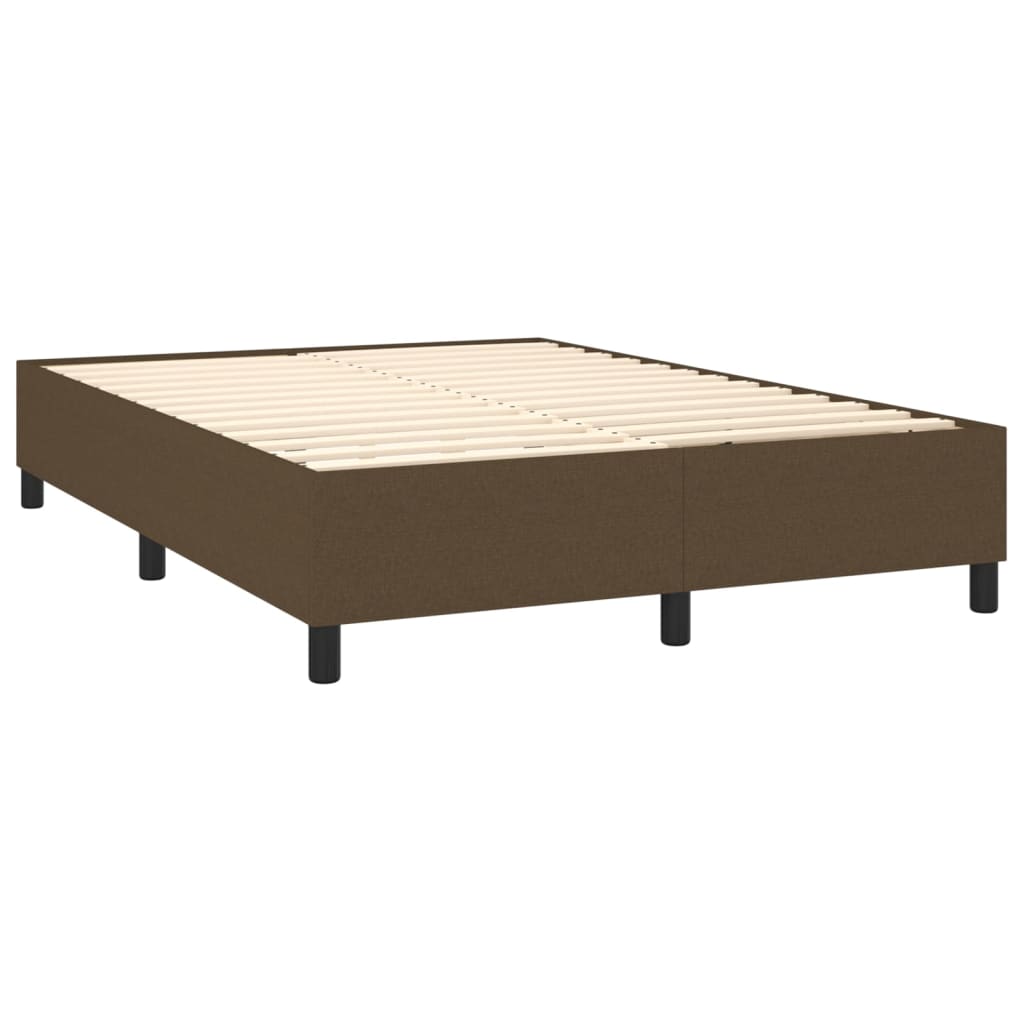 vidaXL Pat cu arcuri, saltea și LED, maro închis, 140x190 cm, textil vidaXL Pat cu arcuri, saltea și LED, maro închis, 140x190 cm, textil