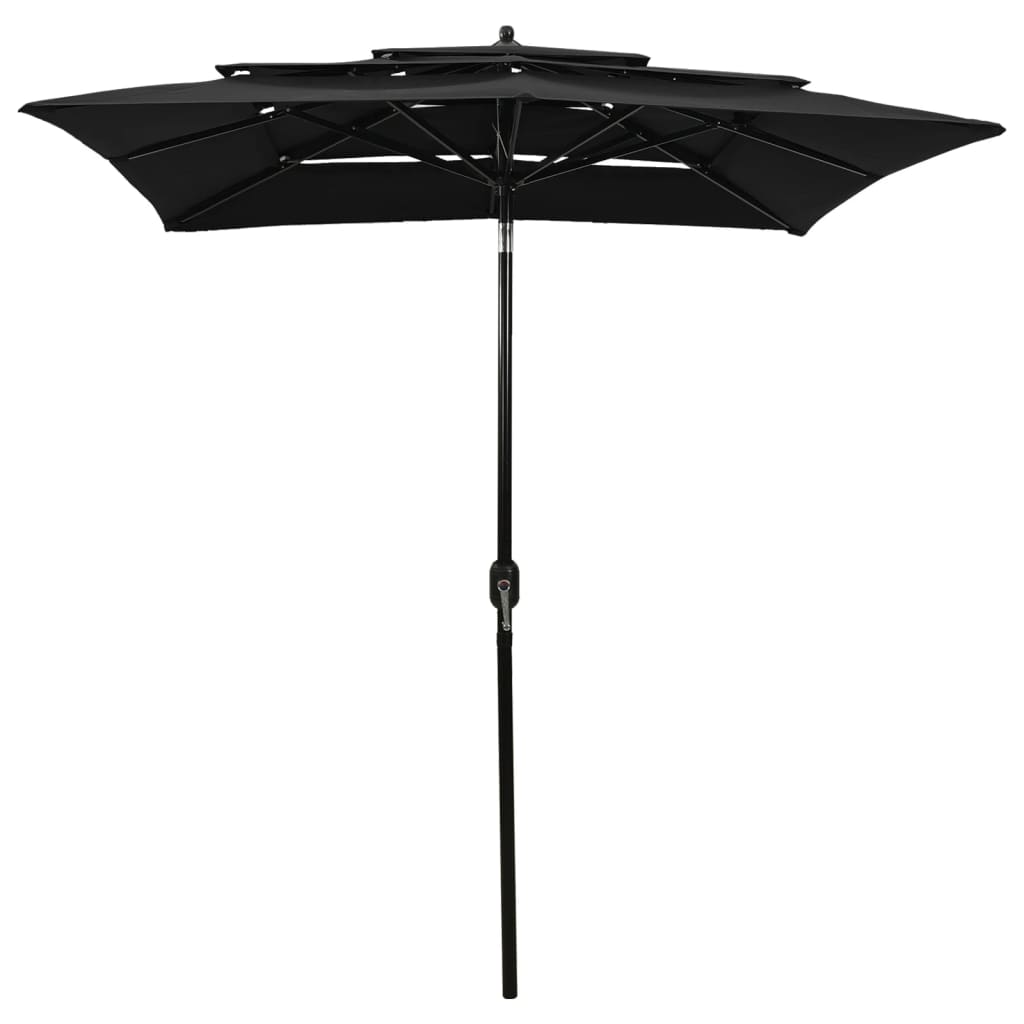 vidaXL Umbrelă de grădină cu 3 niveluri, stâlp aluminiu, negru, 2x2 m vidaXL Umbrelă de grădină cu 3 niveluri, stâlp aluminiu, negru, 2x2 m