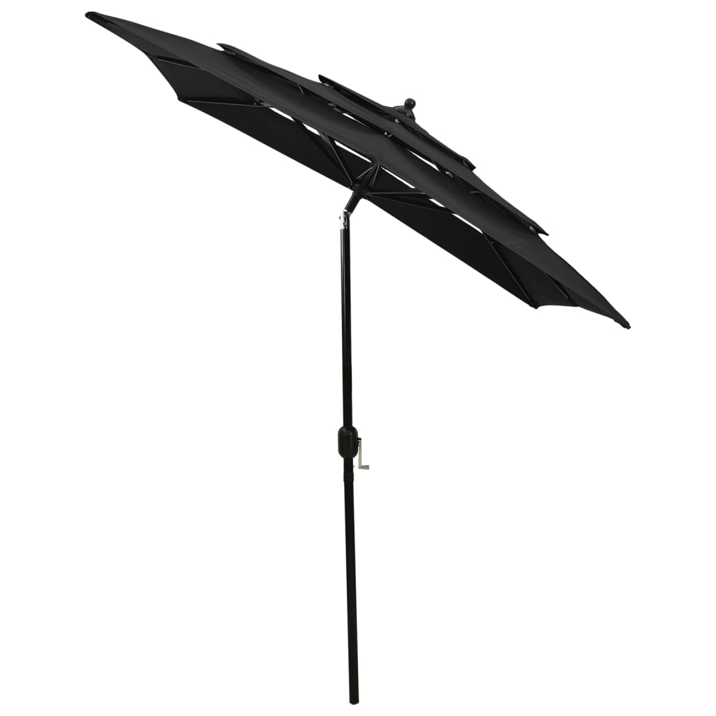 vidaXL Umbrelă de grădină cu 3 niveluri, stâlp aluminiu, negru, 2x2 m vidaXL Umbrelă de grădină cu 3 niveluri, stâlp aluminiu, negru, 2x2 m