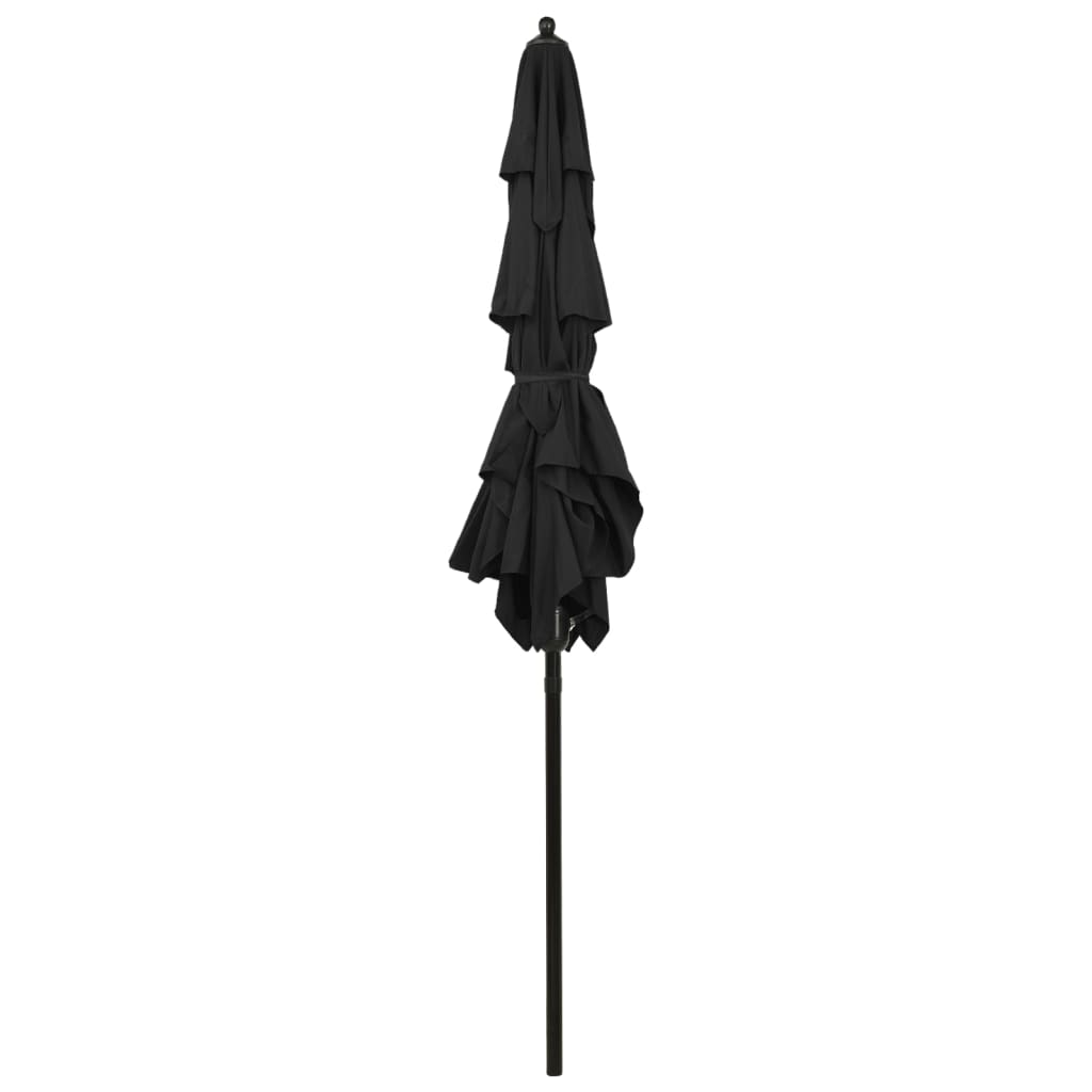 vidaXL Umbrelă de grădină cu 3 niveluri, stâlp aluminiu, negru, 2x2 m vidaXL Umbrelă de grădină cu 3 niveluri, stâlp aluminiu, negru, 2x2 m
