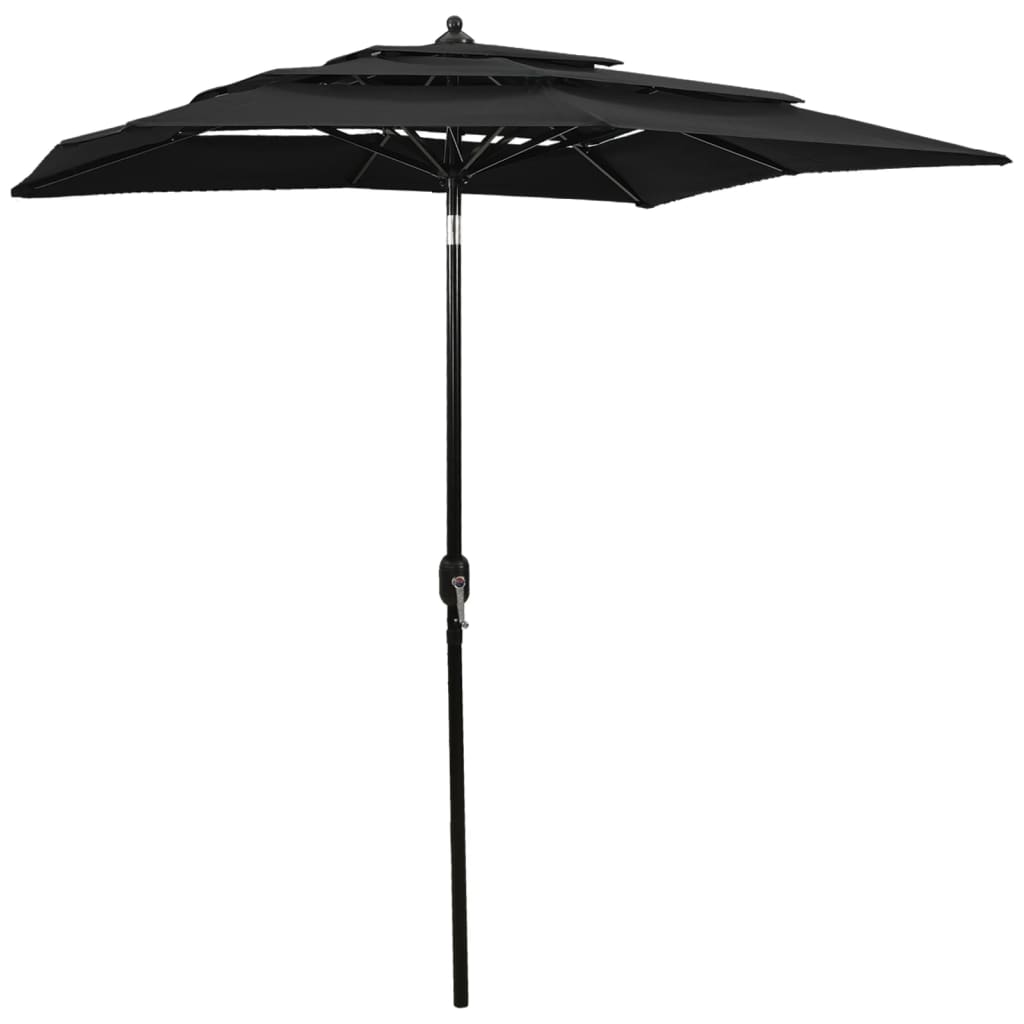 vidaXL Umbrelă de grădină cu 3 niveluri, stâlp aluminiu, negru, 2x2 m vidaXL Umbrelă de grădină cu 3 niveluri, stâlp aluminiu, negru, 2x2 m