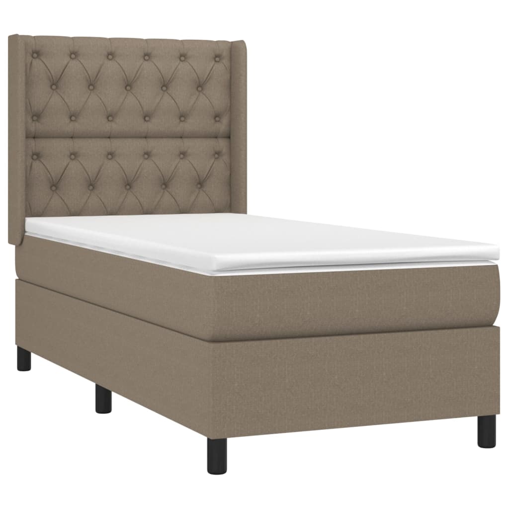 vidaXL Pat cu arcuri, saltea și LED, gri taupe, 80x200 cm, textil