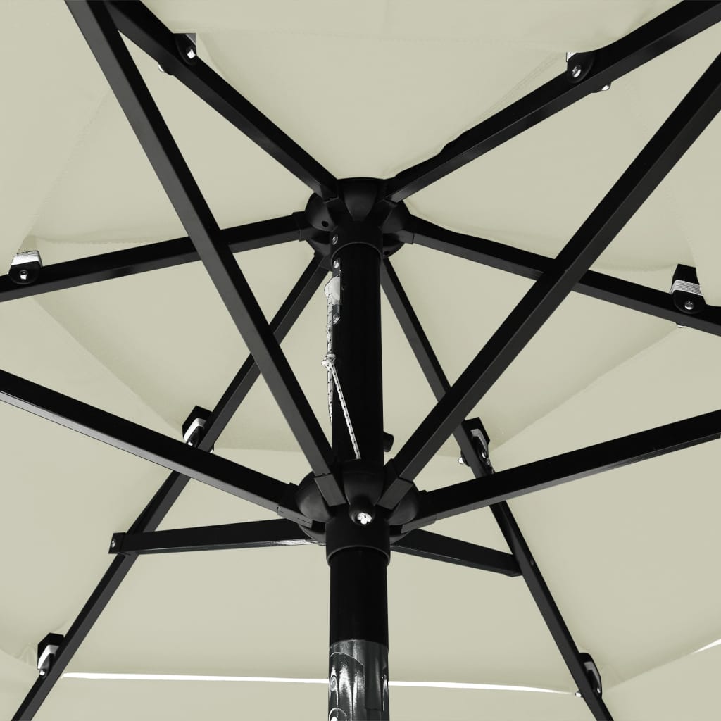 vidaXL Umbrelă de grădină cu 3 niveluri, stâlp aluminiu, nisipiu, 2 m vidaXL Umbrelă de grădină cu 3 niveluri, stâlp aluminiu, nisipiu, 2 m