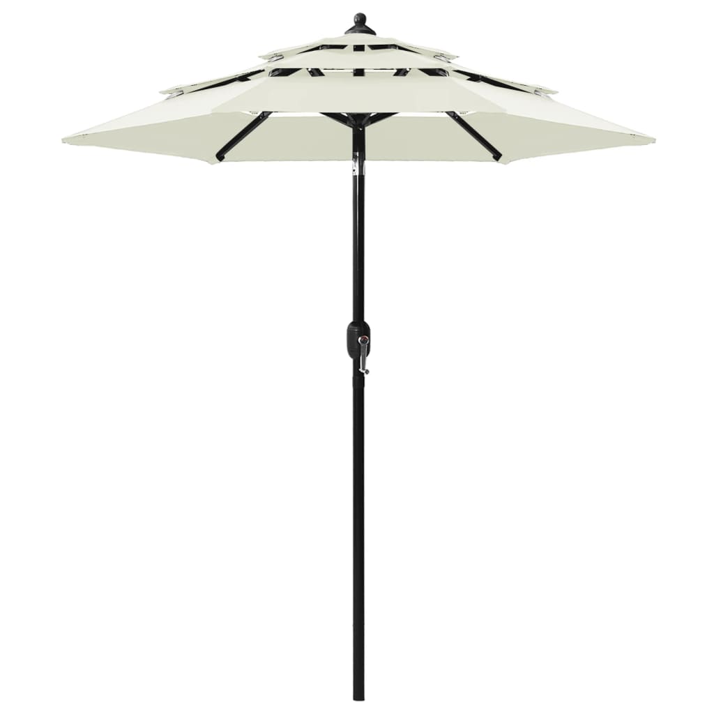 vidaXL Umbrelă de grădină cu 3 niveluri, stâlp aluminiu, nisipiu, 2 m vidaXL Umbrelă de grădină cu 3 niveluri, stâlp aluminiu, nisipiu, 2 m