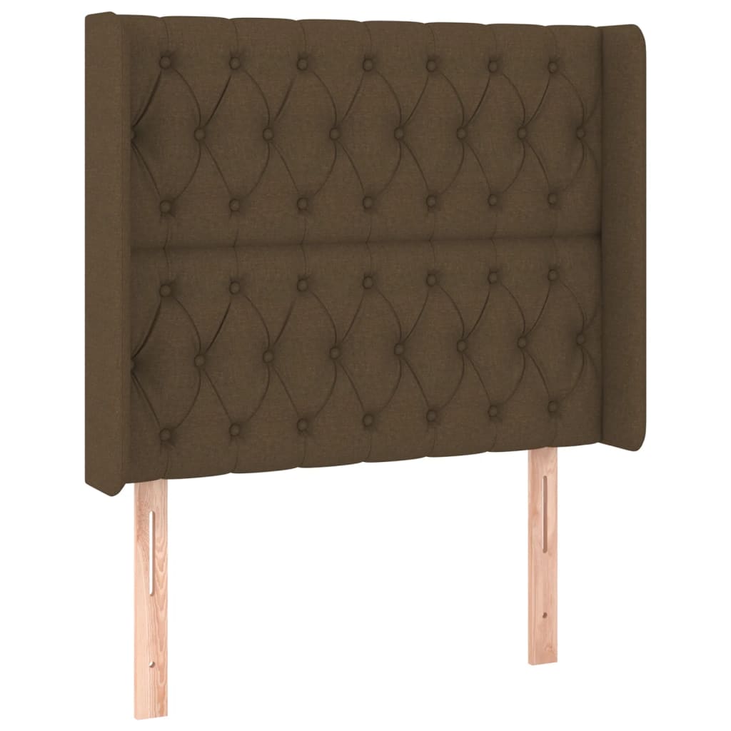vidaXL Pat cu arcuri, saltea și LED, maro închis, 90x190 cm, textil