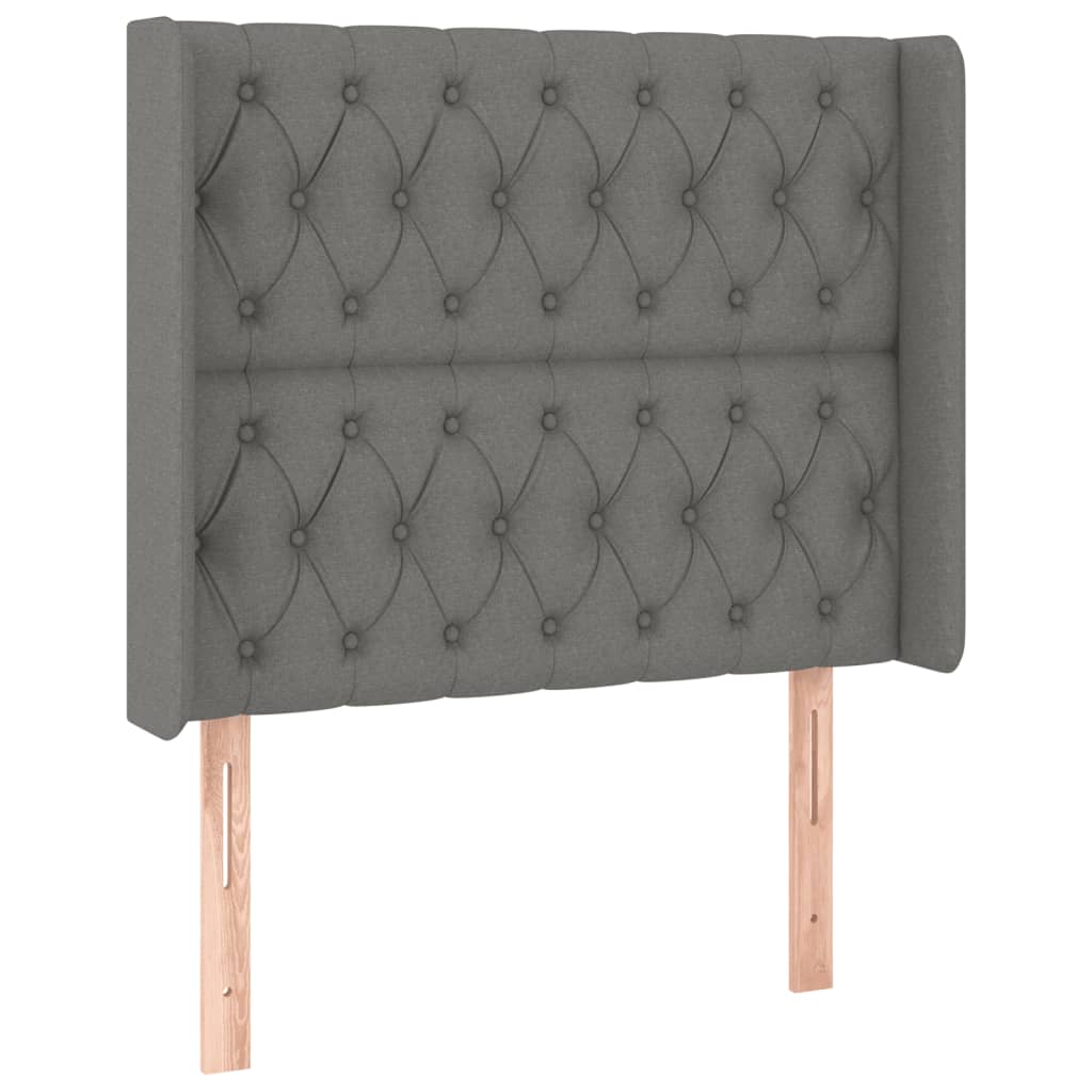 vidaXL Pat cu arcuri, saltea și LED, gri închis, 90x200 cm, textil