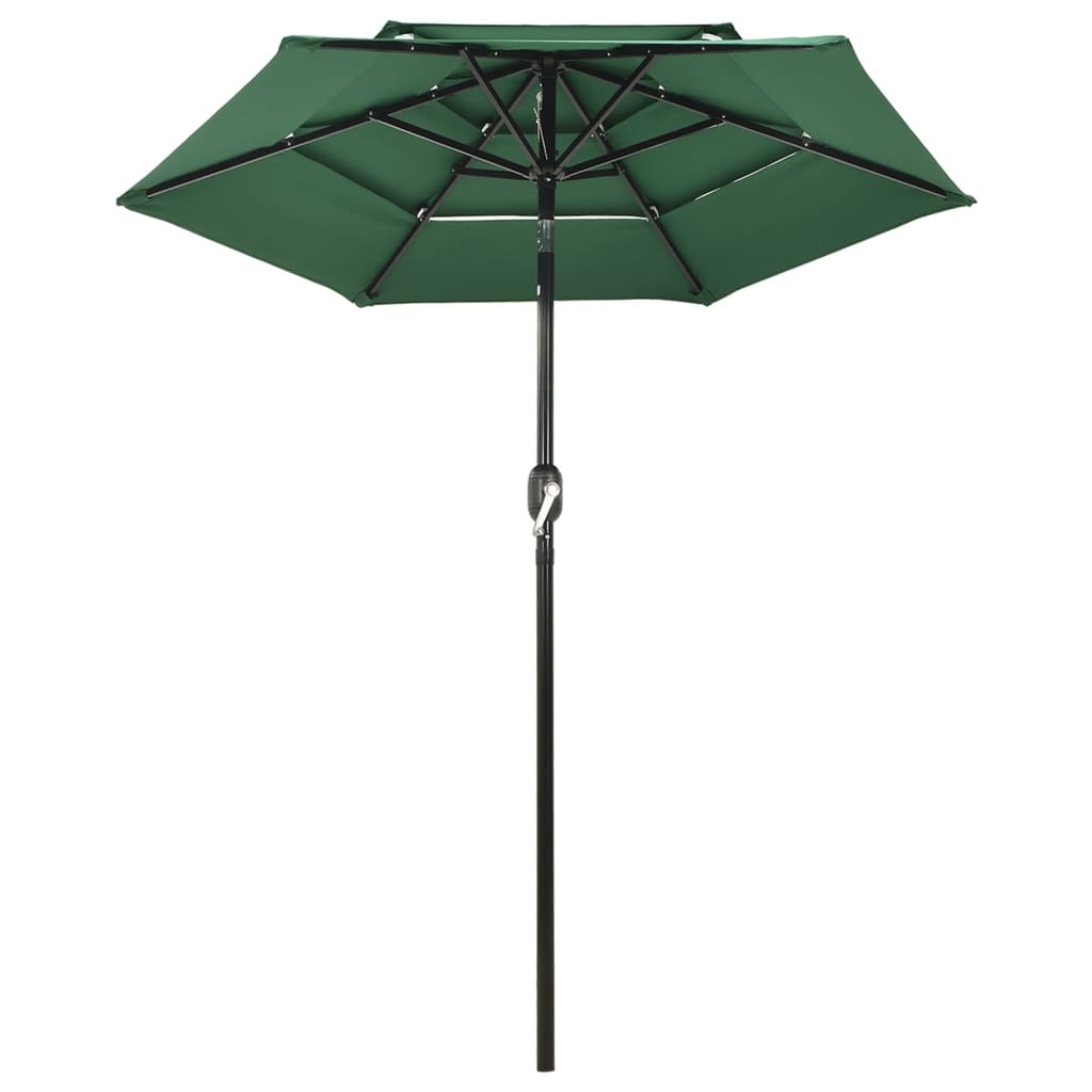 vidaXL Umbrelă de grădină cu 3 niveluri, stâlp aluminiu, verde, 2 m
