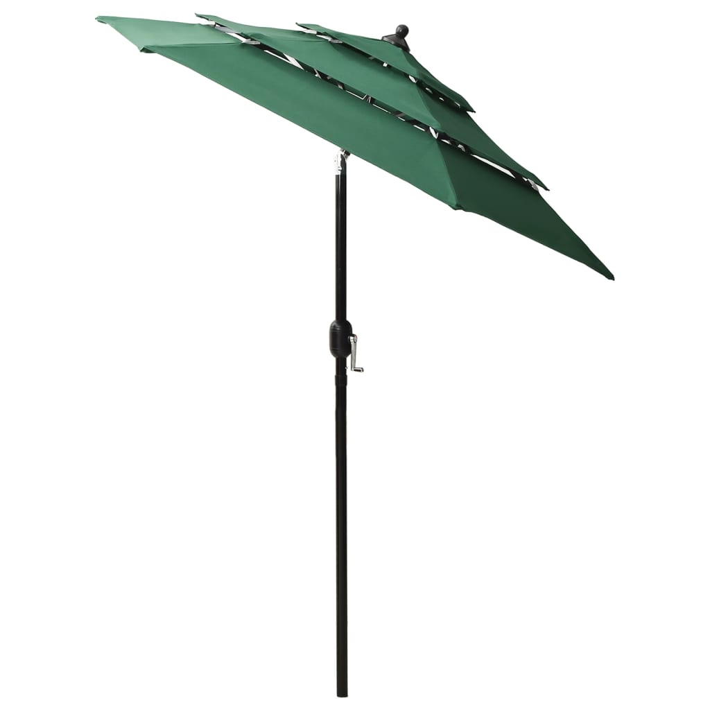vidaXL Umbrelă de grădină cu 3 niveluri, stâlp aluminiu, verde, 2 m