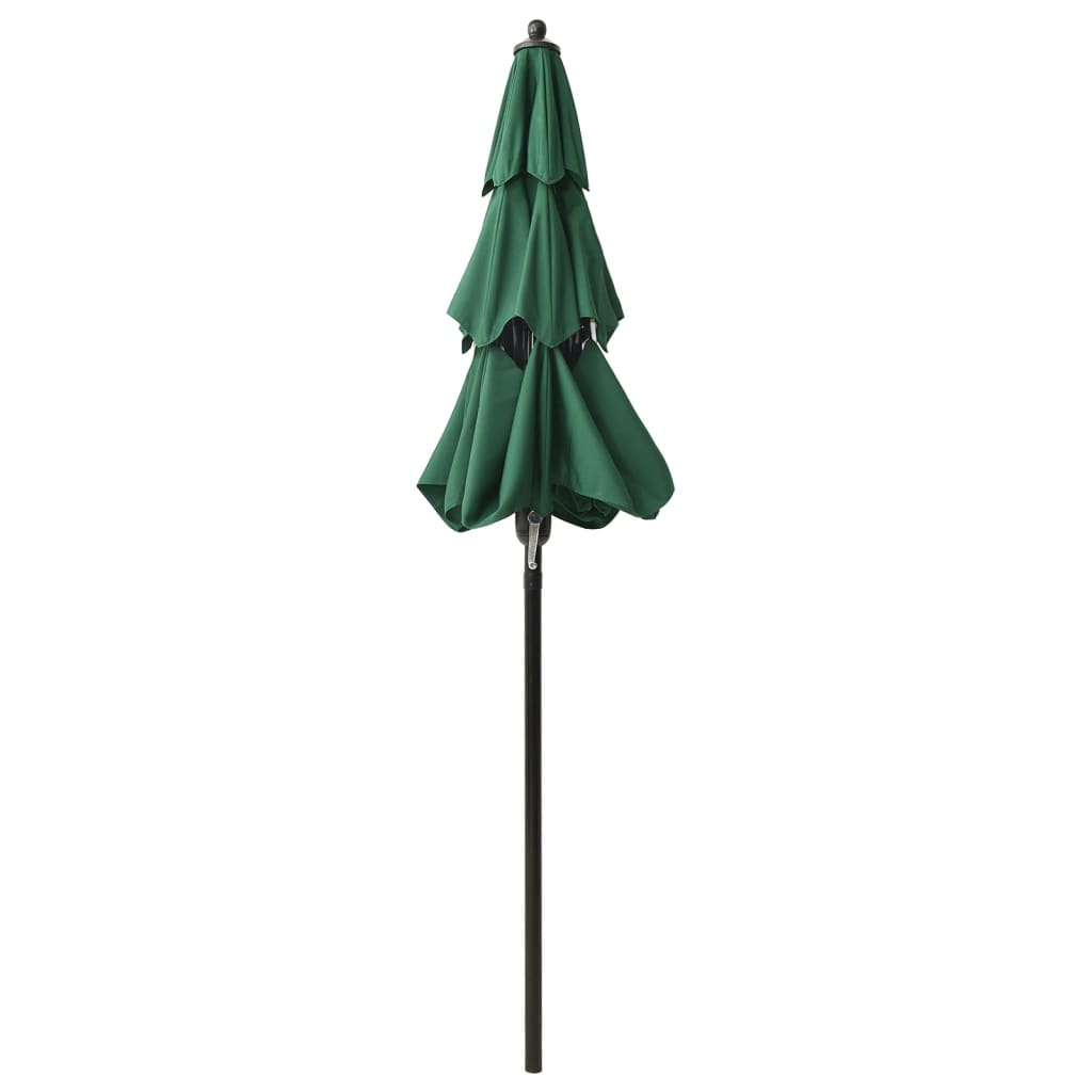 vidaXL Umbrelă de grădină cu 3 niveluri, stâlp aluminiu, verde, 2 m