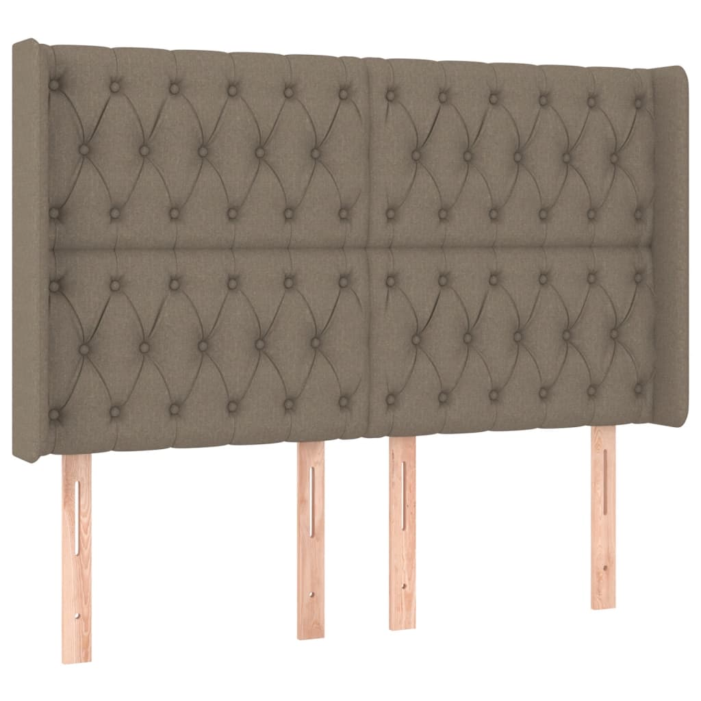 vidaXL Pat cu arcuri, saltea și LED, gri taupe, 140x190 cm, textil vidaXL Pat cu arcuri, saltea și LED, gri taupe, 140x190 cm, textil
