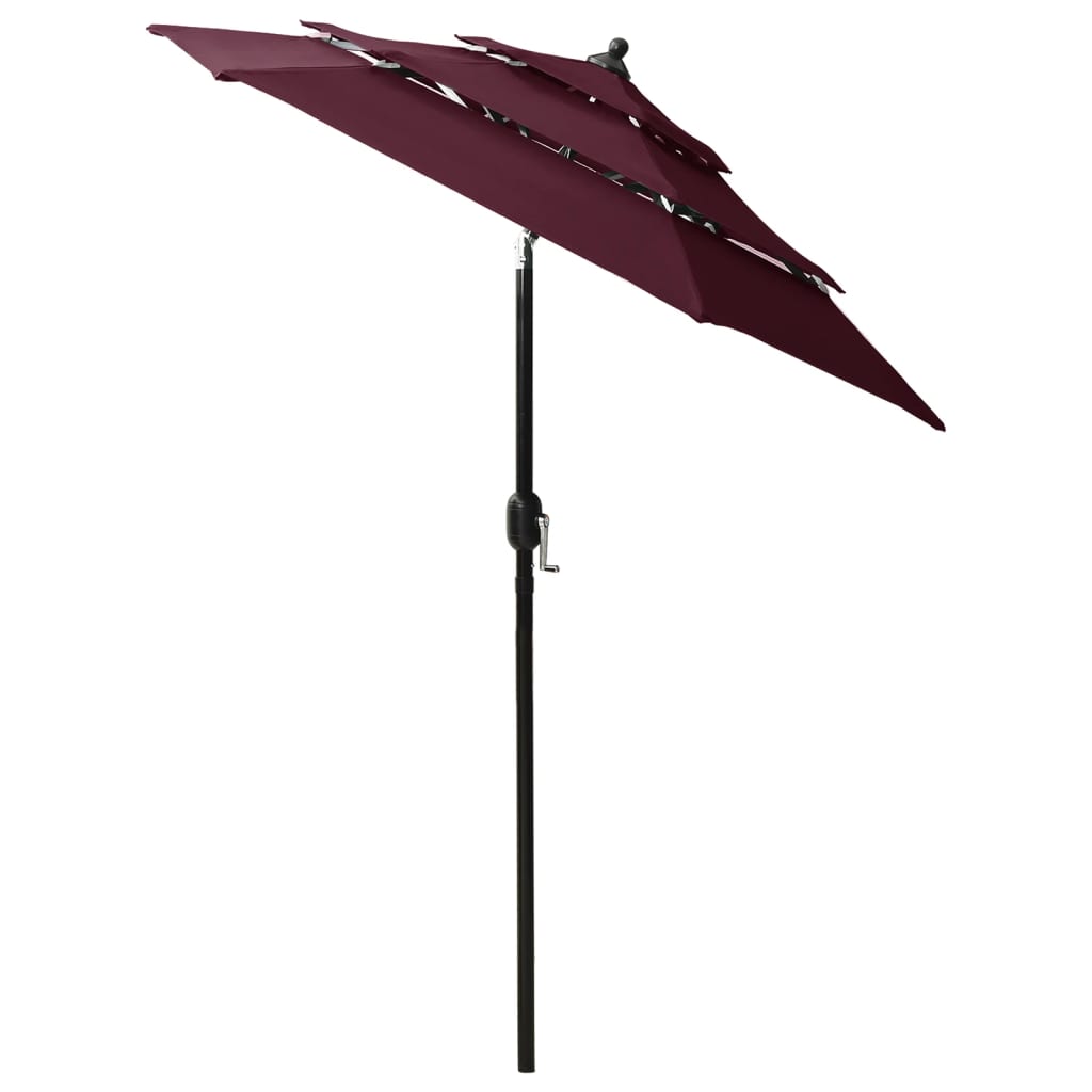 vidaXL Umbrelă de grădină 3 niveluri, stâlp aluminiu, roșu bordo, 2 m