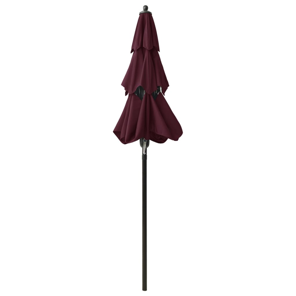 vidaXL Umbrelă de grădină 3 niveluri, stâlp aluminiu, roșu bordo, 2 m