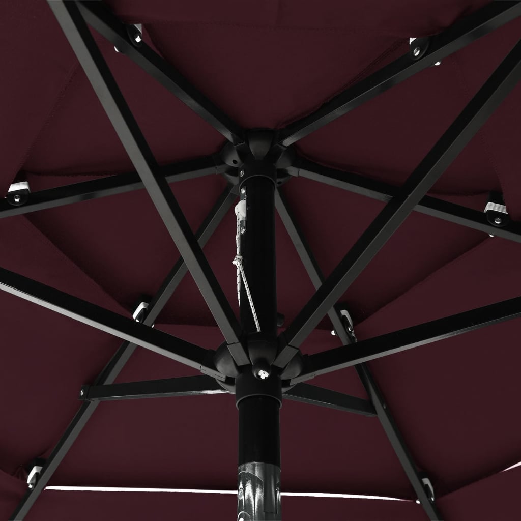 vidaXL Umbrelă de grădină 3 niveluri, stâlp aluminiu, roșu bordo, 2 m