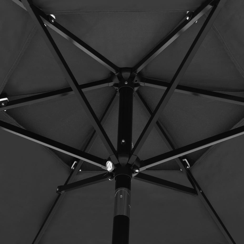 vidaXL Umbrelă de grădină 3 niveluri, stâlp aluminiu, antracit, 2,5 m