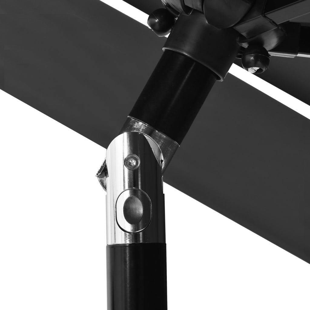 vidaXL Umbrelă de grădină 3 niveluri, stâlp aluminiu, antracit, 2,5 m