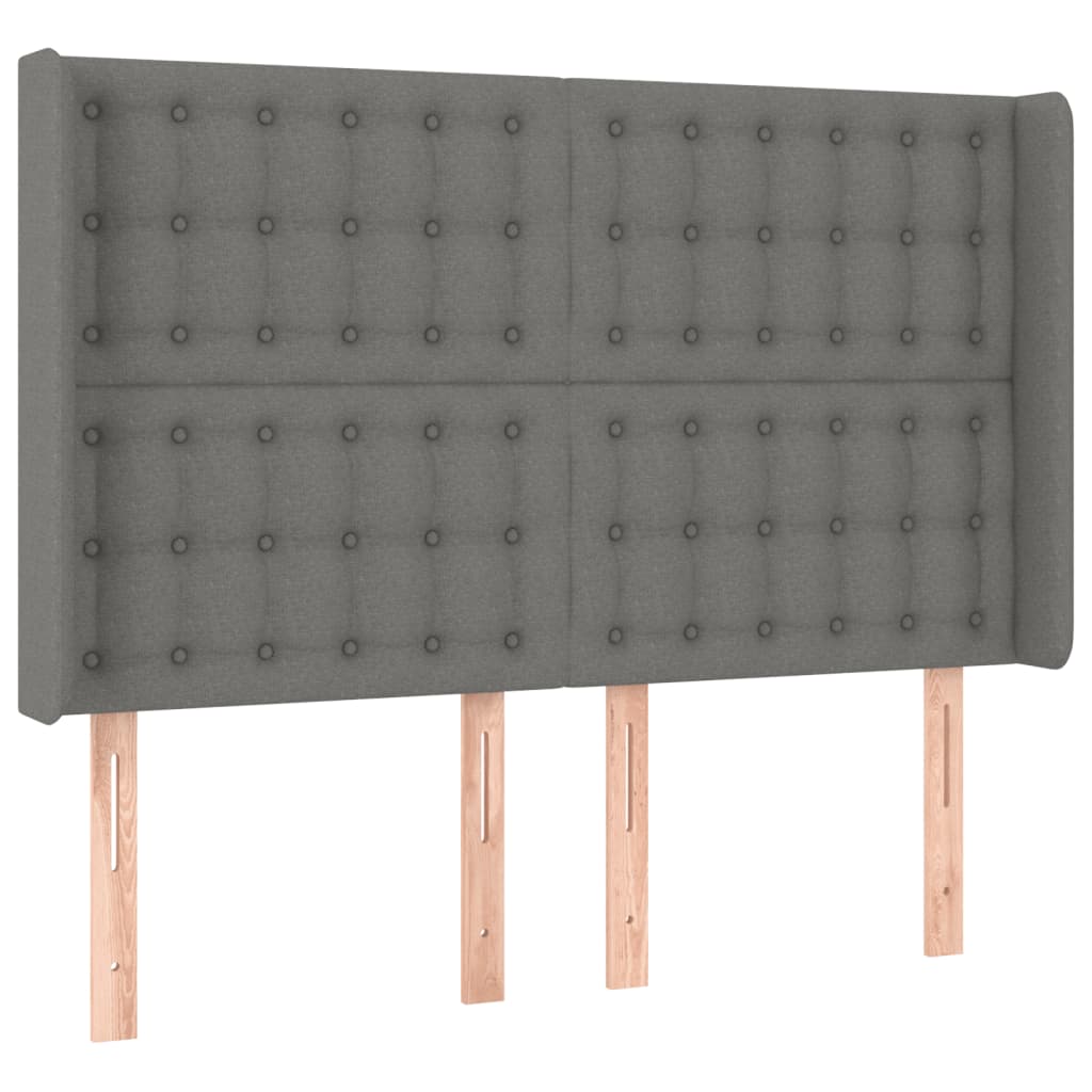 vidaXL Pat cu arcuri, saltea și LED, gri închis, 140x190 cm, textil