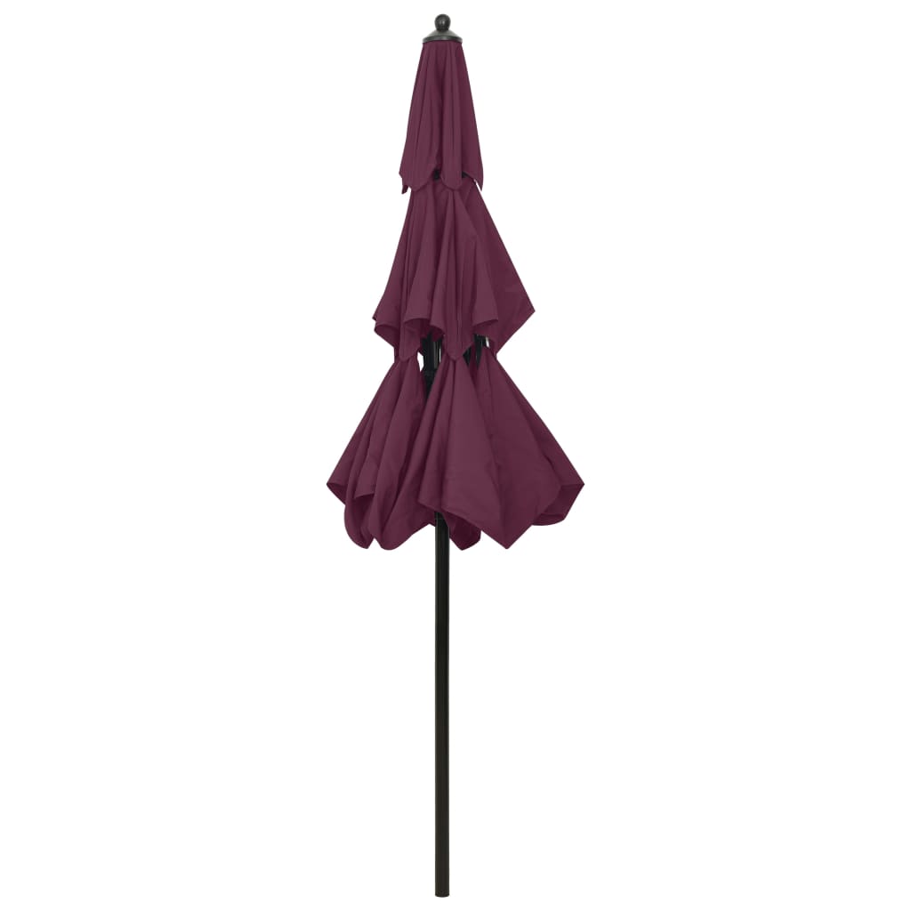 vidaXL Umbrelă grădină 3 niveluri, stâlp aluminiu, roșu bordo, 2,5 m