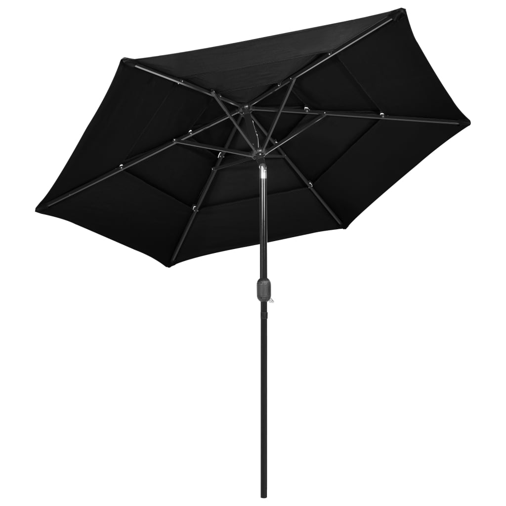 vidaXL Umbrelă de grădină cu 3 niveluri, stâlp aluminiu, negru, 2,5 m vidaXL Umbrelă de grădină cu 3 niveluri, stâlp aluminiu, negru, 2,5 m