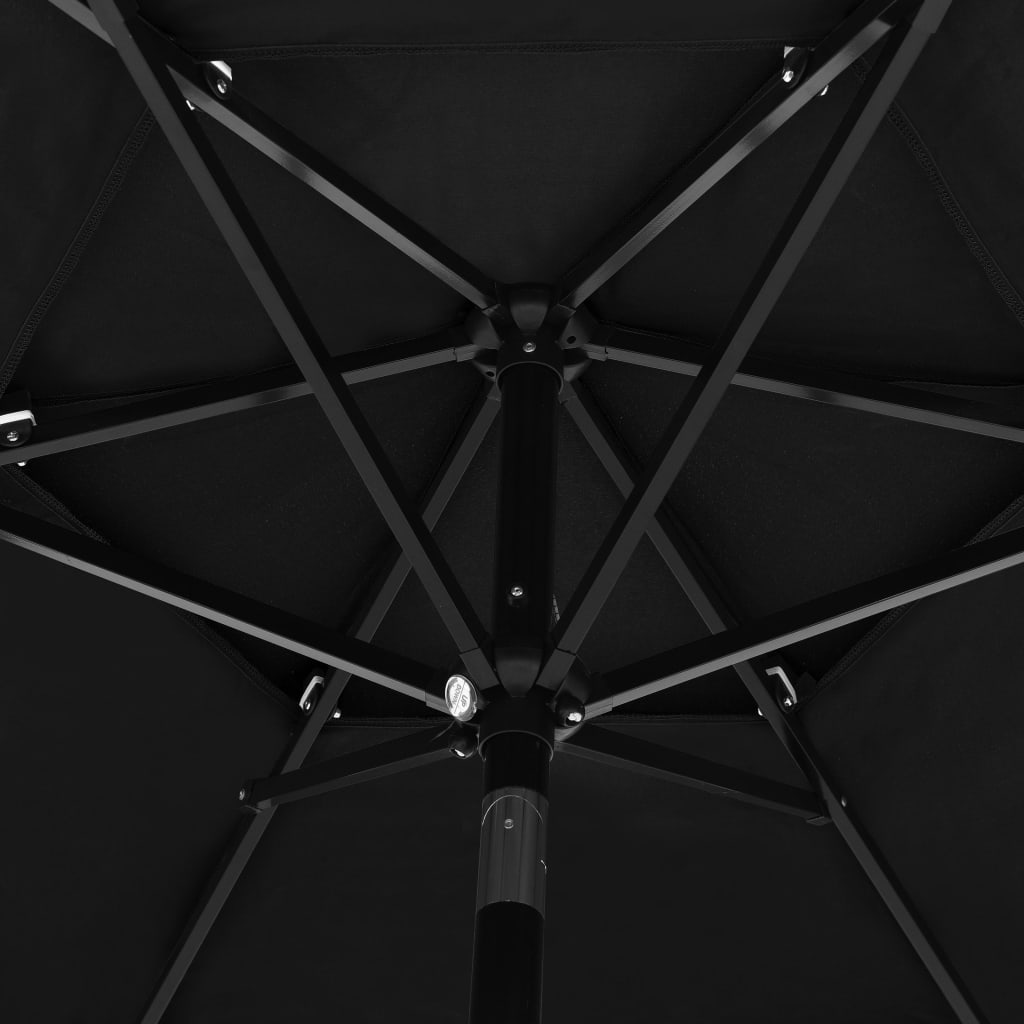 vidaXL Umbrelă de grădină cu 3 niveluri, stâlp aluminiu, negru, 2,5 m vidaXL Umbrelă de grădină cu 3 niveluri, stâlp aluminiu, negru, 2,5 m