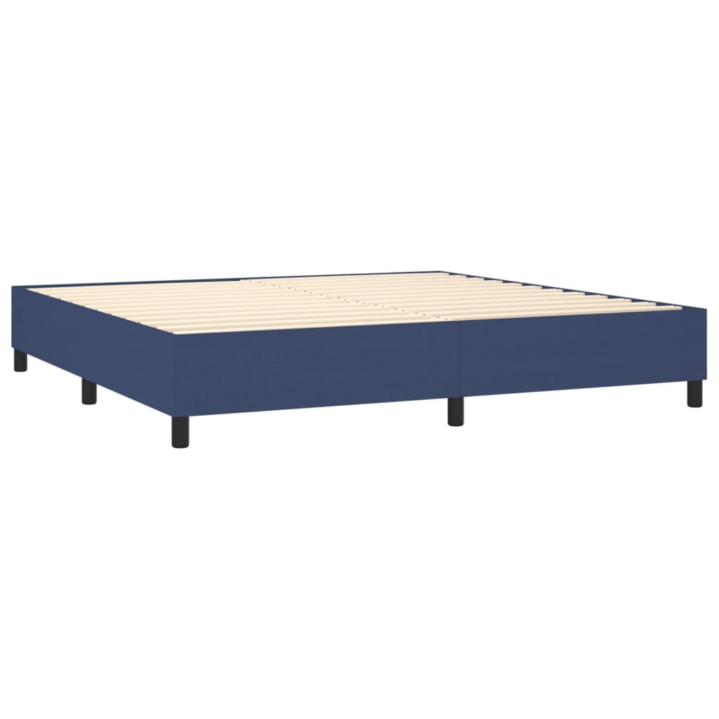 vidaXL Pat cu arcuri, saltea și LED, albastru, 200x200 cm, textil