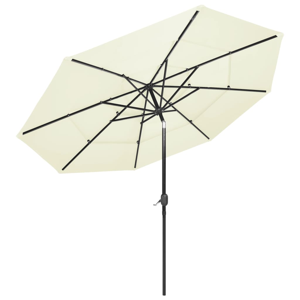 vidaXL Umbrelă de grădină cu 3 niveluri, stâlp aluminiu, nisipiu, 3 m vidaXL Umbrelă de grădină cu 3 niveluri, stâlp aluminiu, nisipiu, 3 m