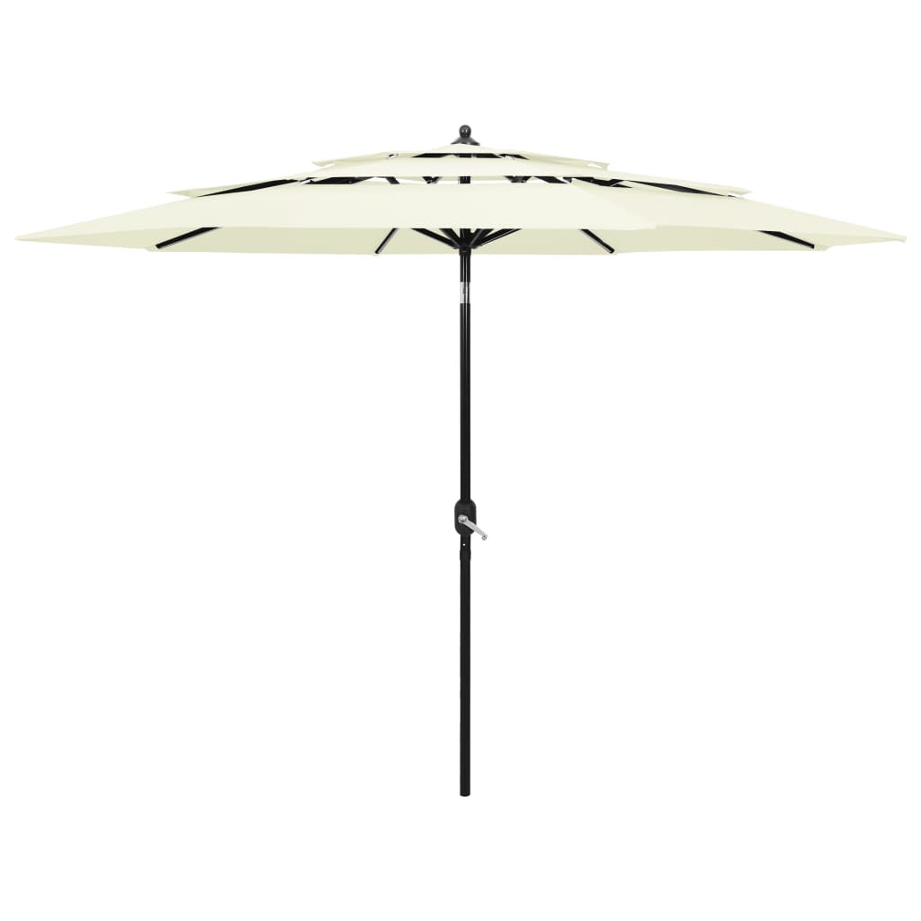 vidaXL Umbrelă de grădină cu 3 niveluri, stâlp aluminiu, nisipiu, 3 m vidaXL Umbrelă de grădină cu 3 niveluri, stâlp aluminiu, nisipiu, 3 m