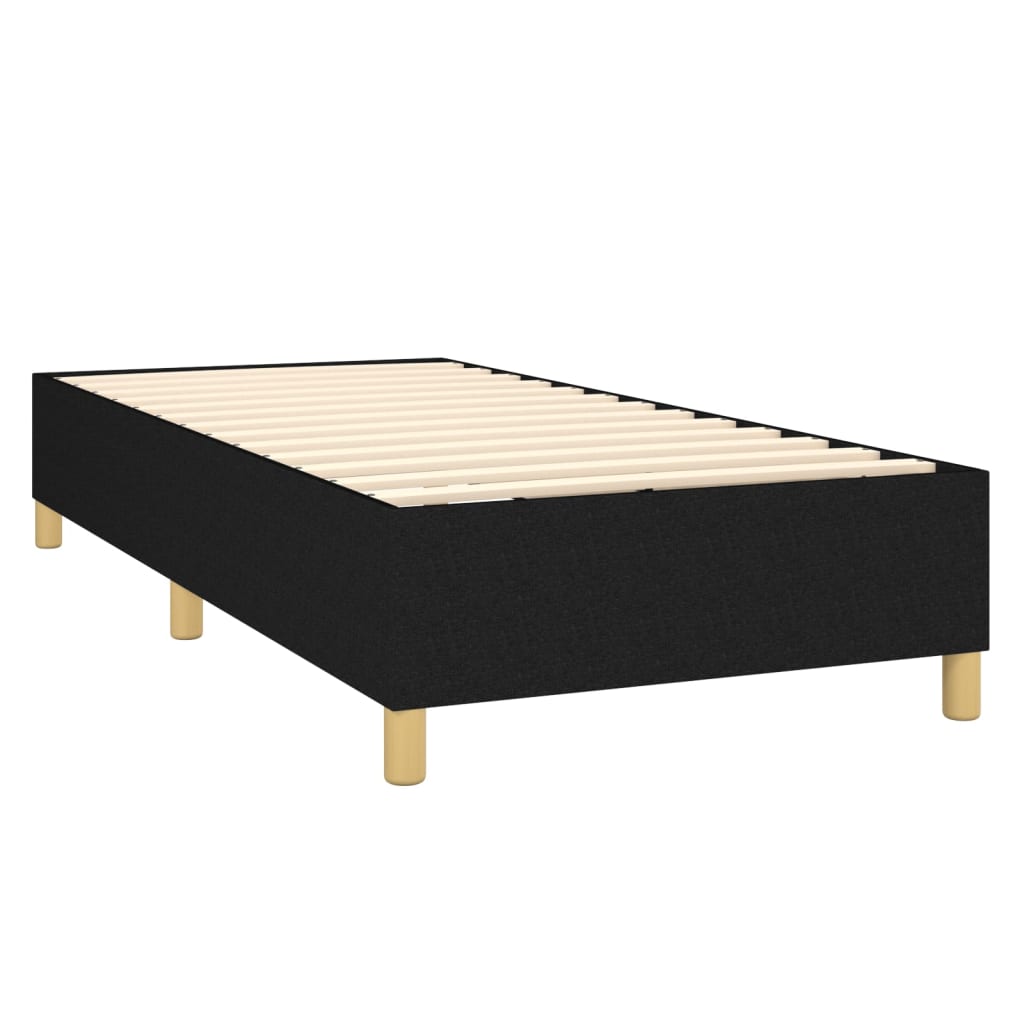 vidaXL Pat cu arcuri, saltea și LED, negru, 90x200 cm, textil