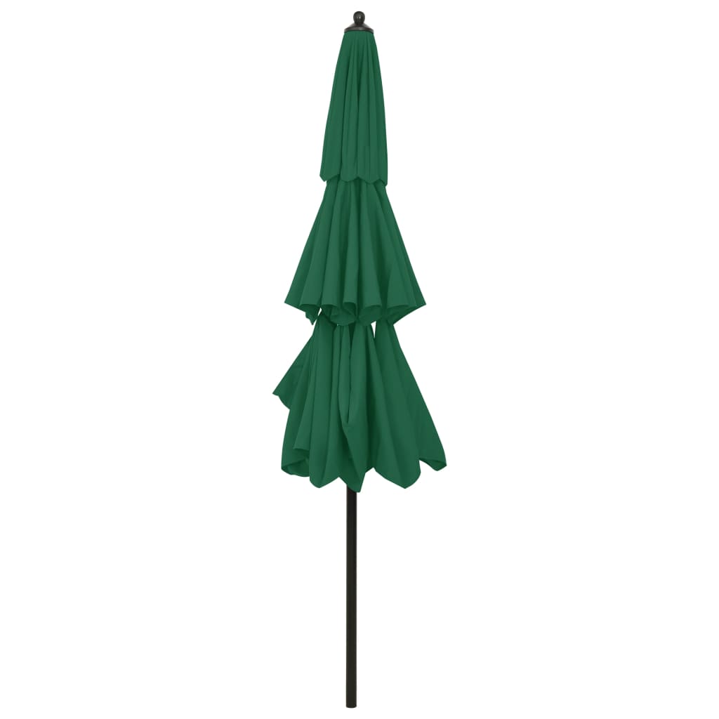 vidaXL Umbrelă de grădină cu 3 niveluri, stâlp aluminiu, verde, 3 m