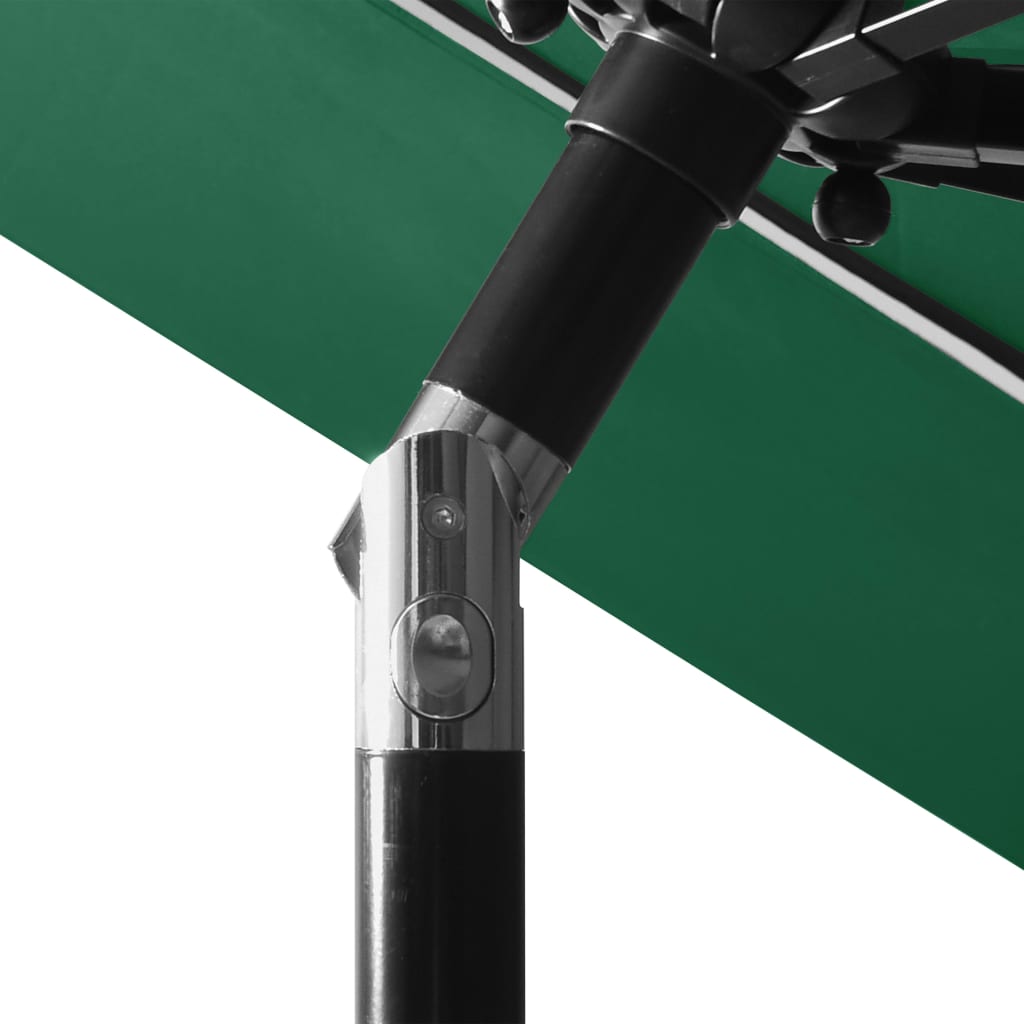 vidaXL Umbrelă de grădină cu 3 niveluri, stâlp aluminiu, verde, 3 m
