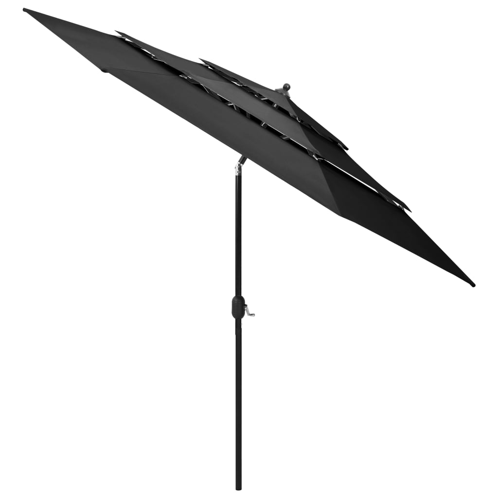 vidaXL Umbrelă de grădină 3 niveluri, stâlp aluminiu, antracit, 3 m