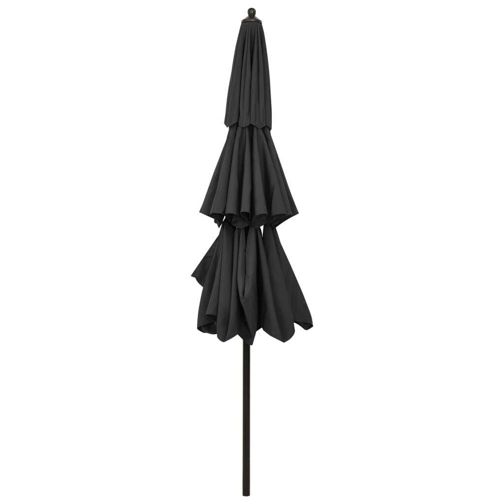 vidaXL Umbrelă de grădină 3 niveluri, stâlp aluminiu, antracit, 3 m