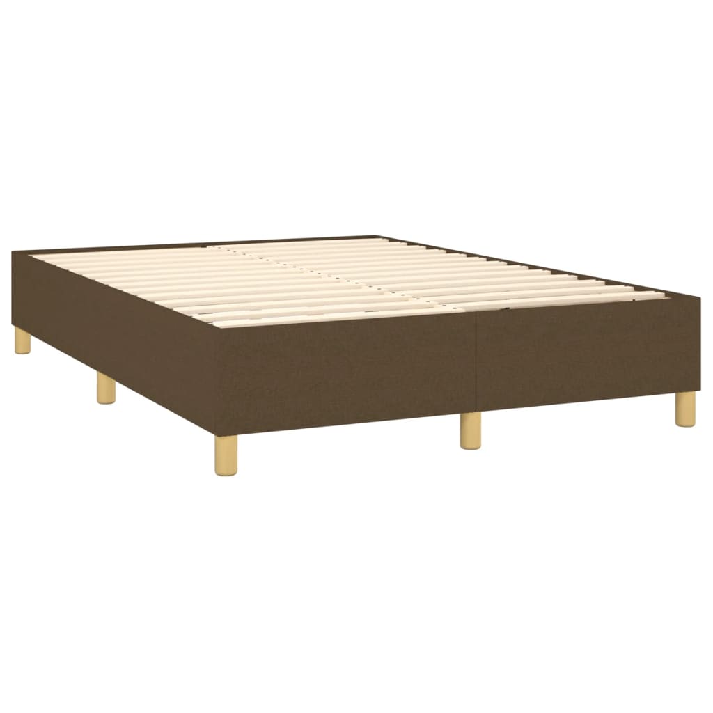 vidaXL Pat cu arcuri, saltea și LED, maro închis, 140x190 cm, textil