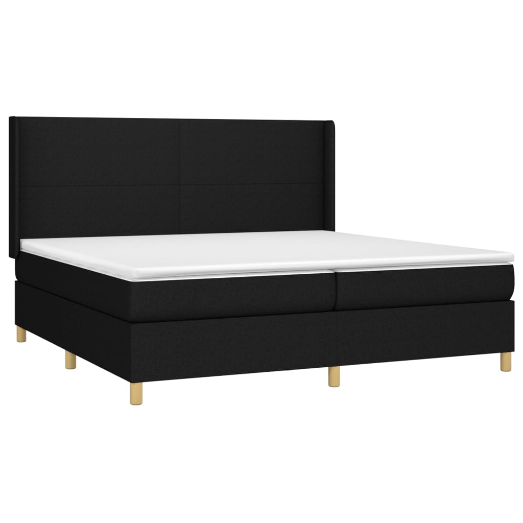 vidaXL Pat cu arcuri, saltea și LED, negru, 200x200 cm, textil