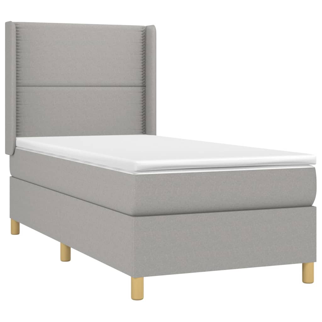 vidaXL Pat cu arcuri, saltea și LED, gri deschis, 80x200 cm, textil