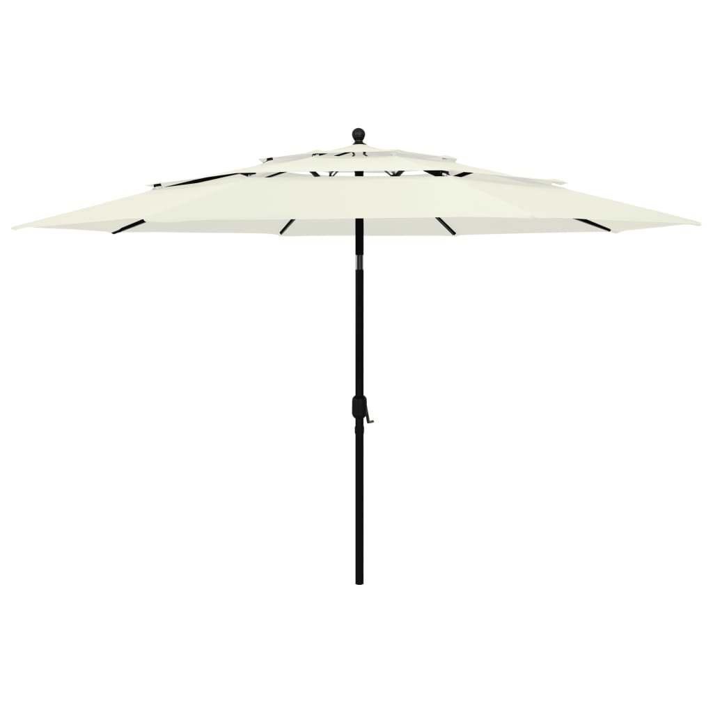 vidaXL Umbrelă grădină cu 3 niveluri, stâlp aluminiu, nisipiu, 3,5 m vidaXL Umbrelă grădină cu 3 niveluri, stâlp aluminiu, nisipiu, 3,5 m