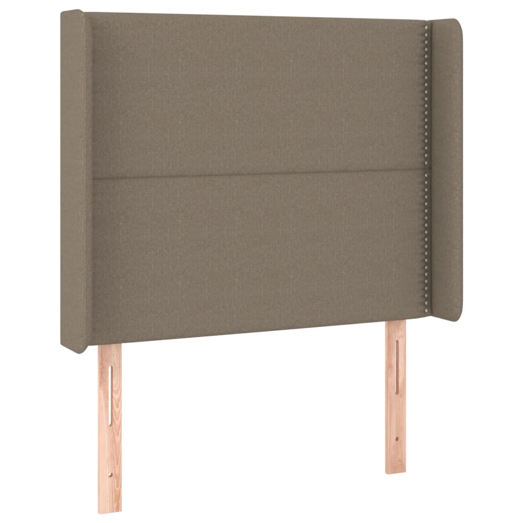vidaXL Pat cu arcuri, saltea și LED, gri taupe, 90x190 cm, textil