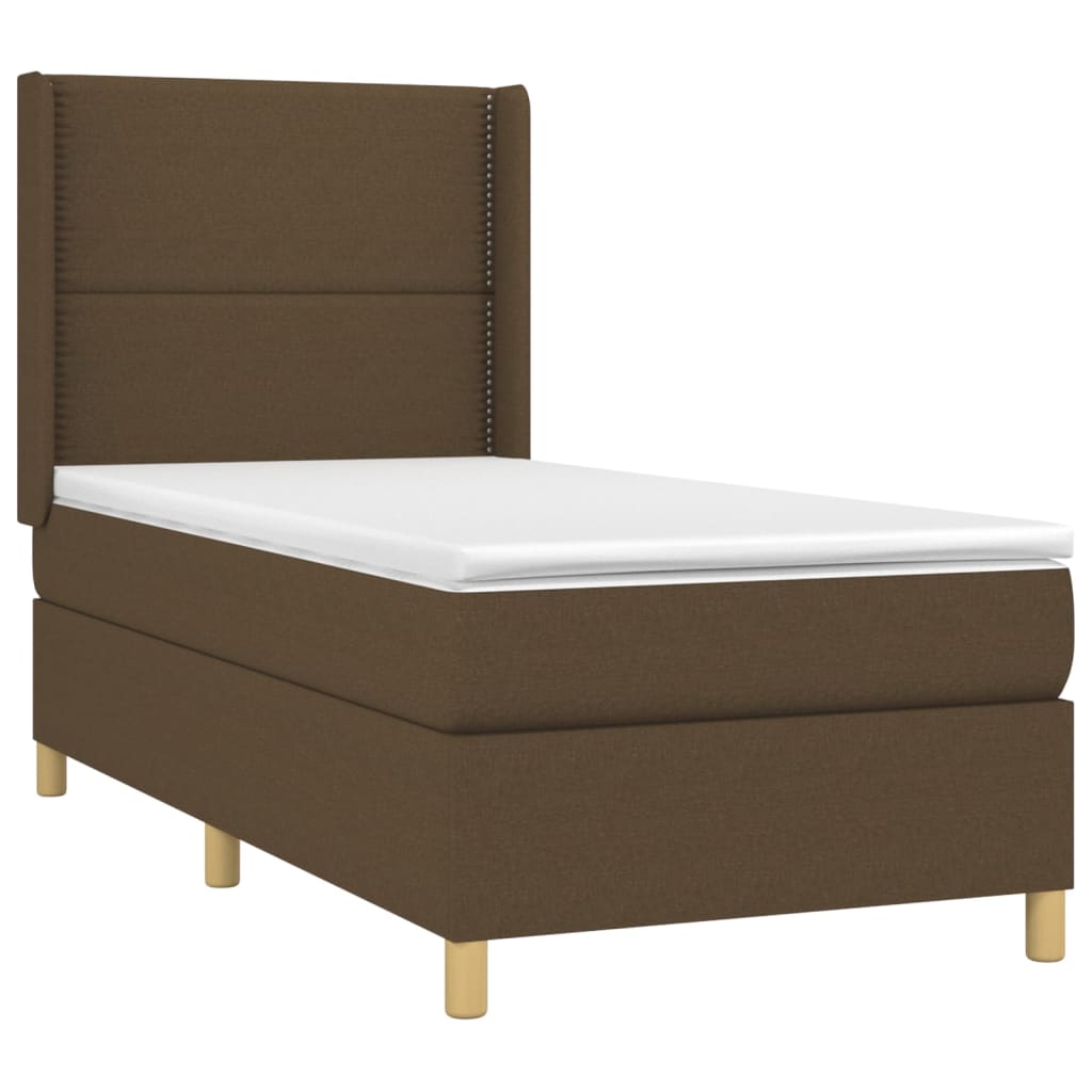 vidaXL Pat cu arcuri, saltea și LED, gri taupe, 90x200 cm, textil vidaXL Pat cu arcuri, saltea și LED, gri taupe, 90x200 cm, textil