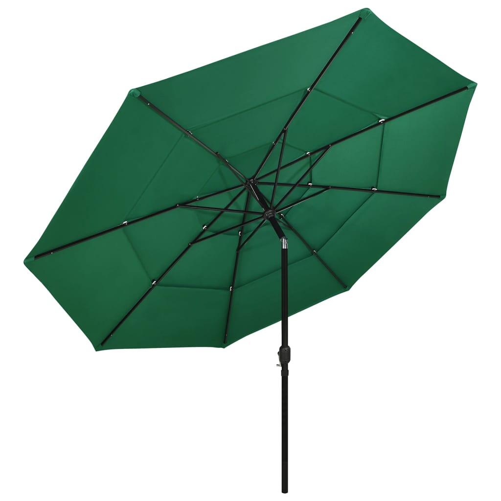 vidaXL Umbrelă grădină cu 3 niveluri, stâlp aluminiu, verde, 3,5 m vidaXL Umbrelă grădină cu 3 niveluri, stâlp aluminiu, verde, 3,5 m