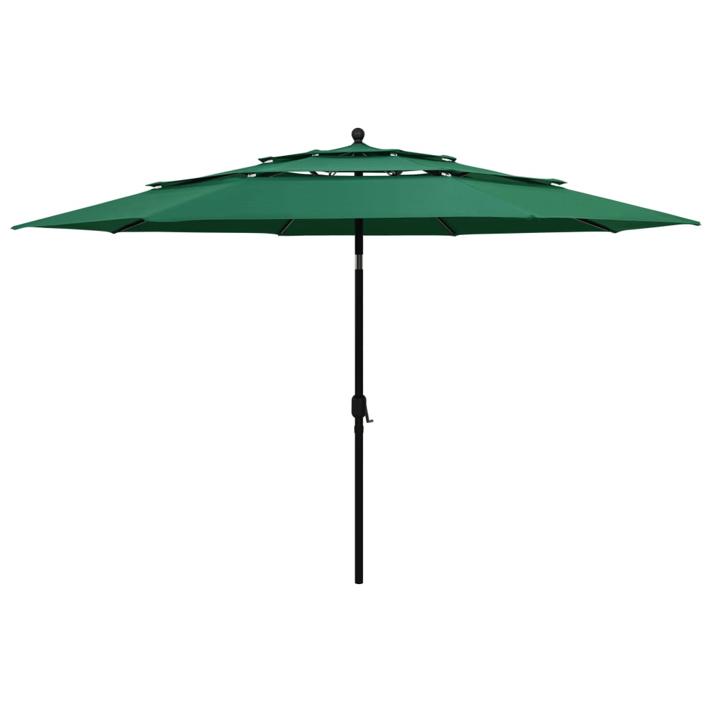 vidaXL Umbrelă grădină cu 3 niveluri, stâlp aluminiu, verde, 3,5 m vidaXL Umbrelă grădină cu 3 niveluri, stâlp aluminiu, verde, 3,5 m