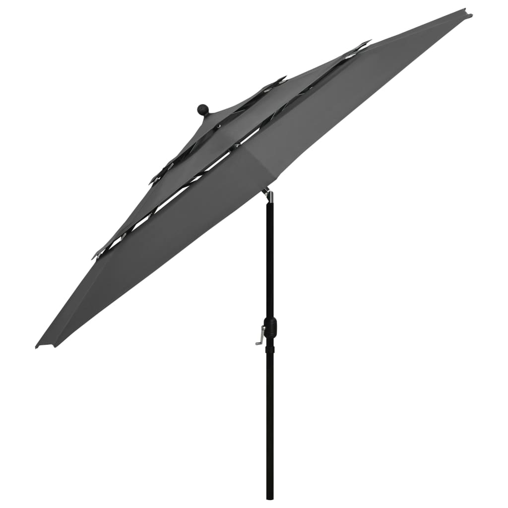 vidaXL Umbrelă de grădină 3 niveluri, stâlp aluminiu, antracit, 3,5 m vidaXL Umbrelă de grădină 3 niveluri, stâlp aluminiu, antracit, 3,5 m