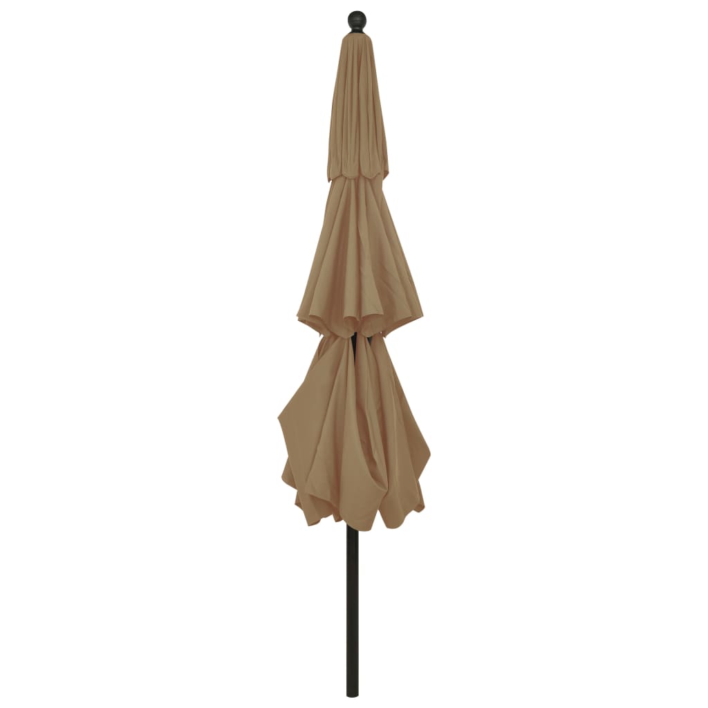 vidaXL Umbrelă de grădină 3 niveluri, stâlp aluminiu, gri taupe, 3,5 m