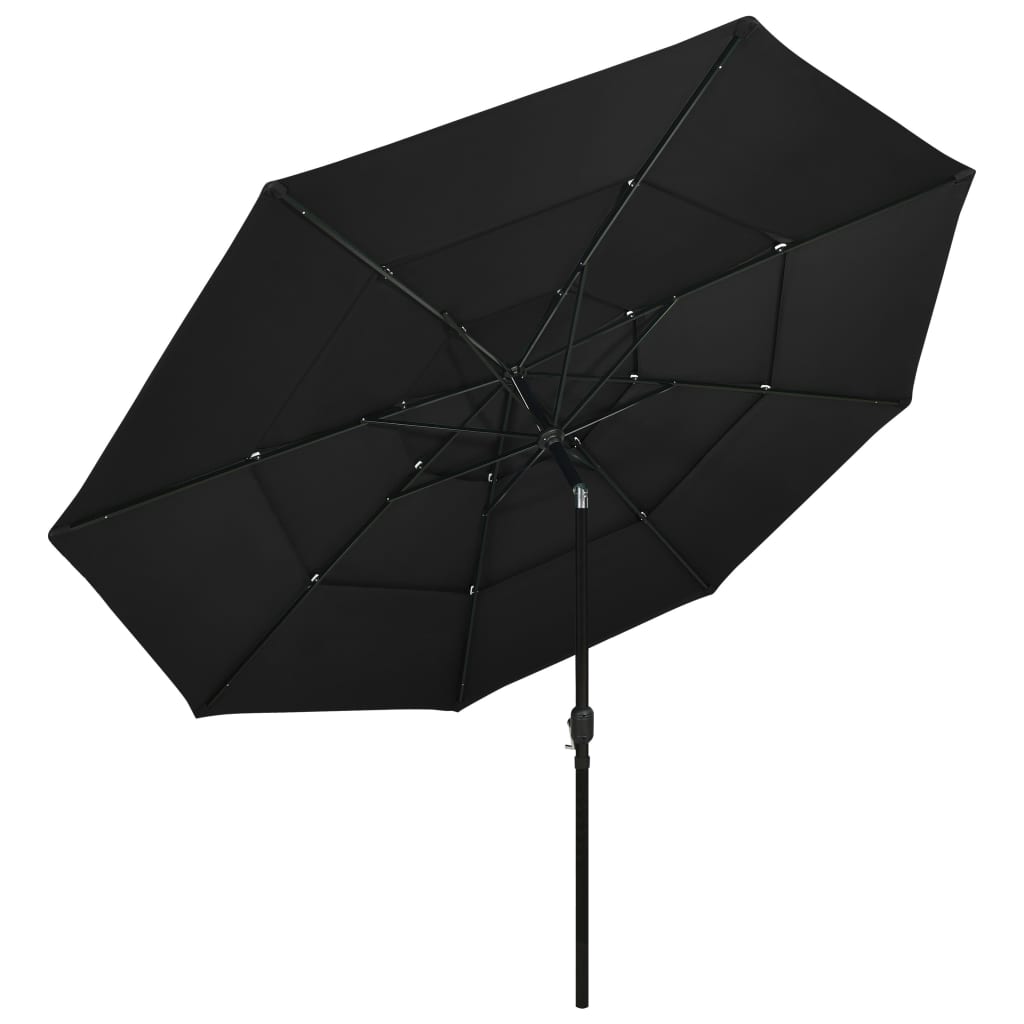 vidaXL Umbrelă grădină cu 3 niveluri, stâlp aluminiu, negru, 3,5 m vidaXL Umbrelă grădină cu 3 niveluri, stâlp aluminiu, negru, 3,5 m