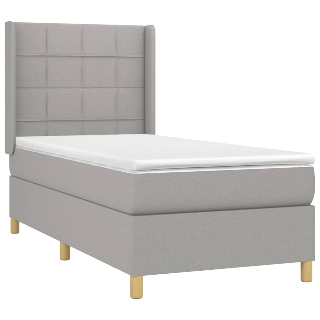 vidaXL Pat cu arcuri, saltea și LED, gri deschis, 80x200 cm, textil vidaXL Pat cu arcuri, saltea și LED, gri deschis, 80x200 cm, textil