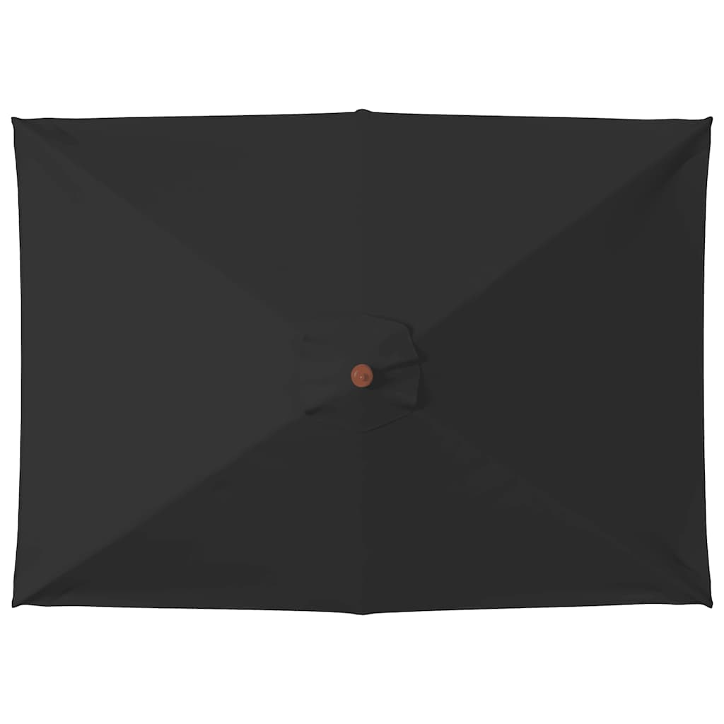 vidaXL Umbrelă de soare de grădină, stâlp lemn, negru, 150x200 cm