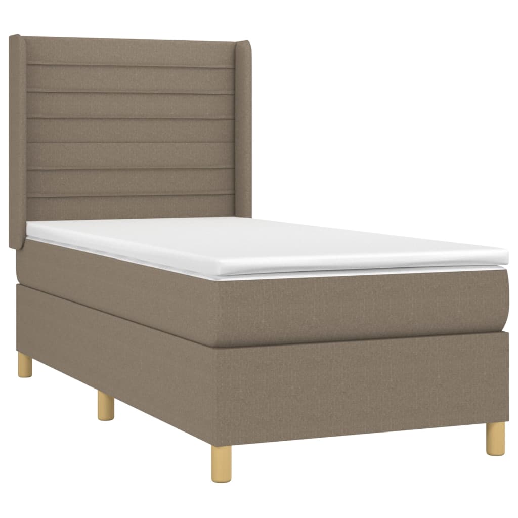 vidaXL Pat cu arcuri, saltea și LED, gri taupe, 80x200 cm, textil