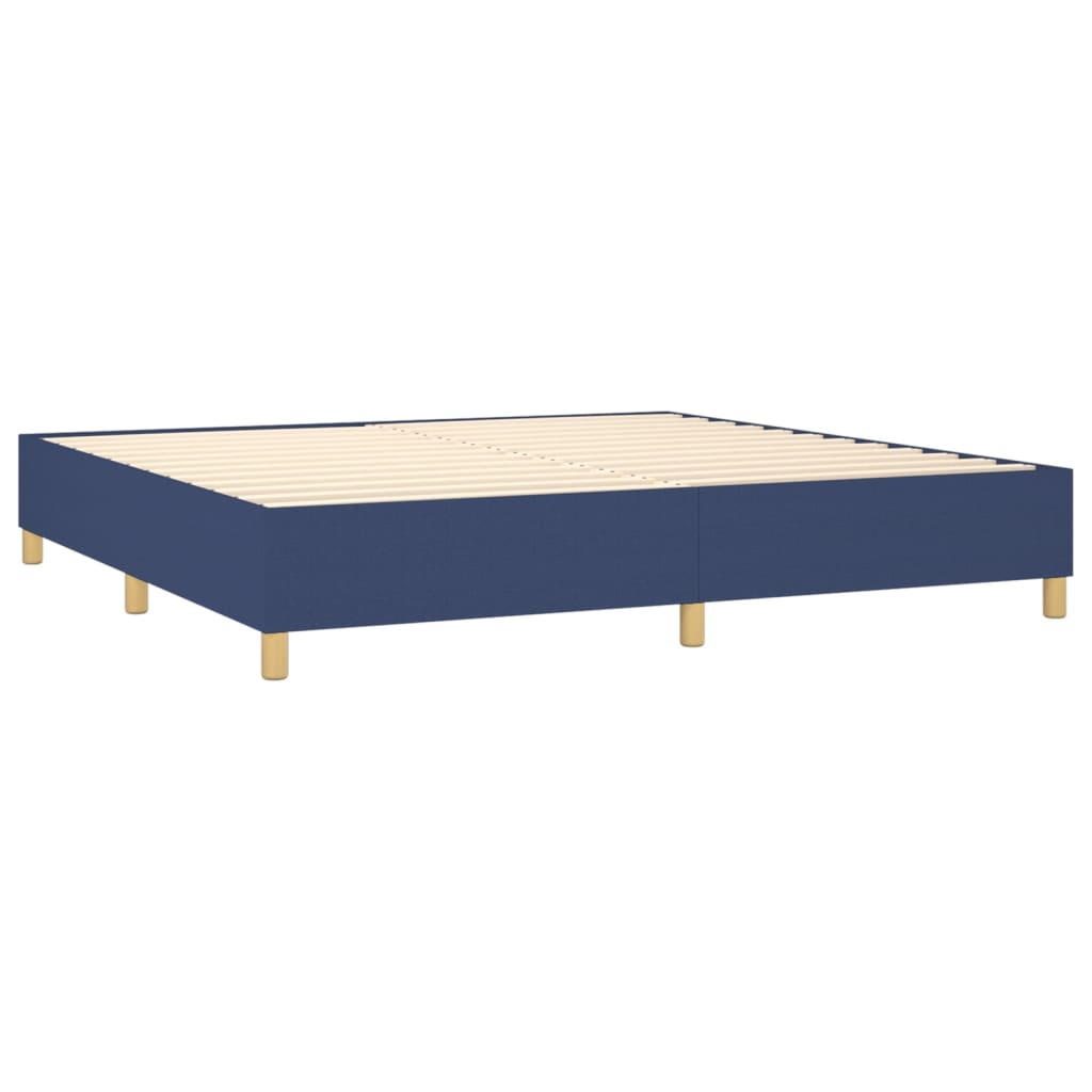 vidaXL Pat cu arcuri, saltea și LED, albastru, 200x200 cm, textil