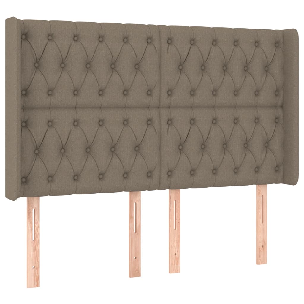 vidaXL Pat cu arcuri, saltea și LED, gri taupe, 160x200 cm, textil