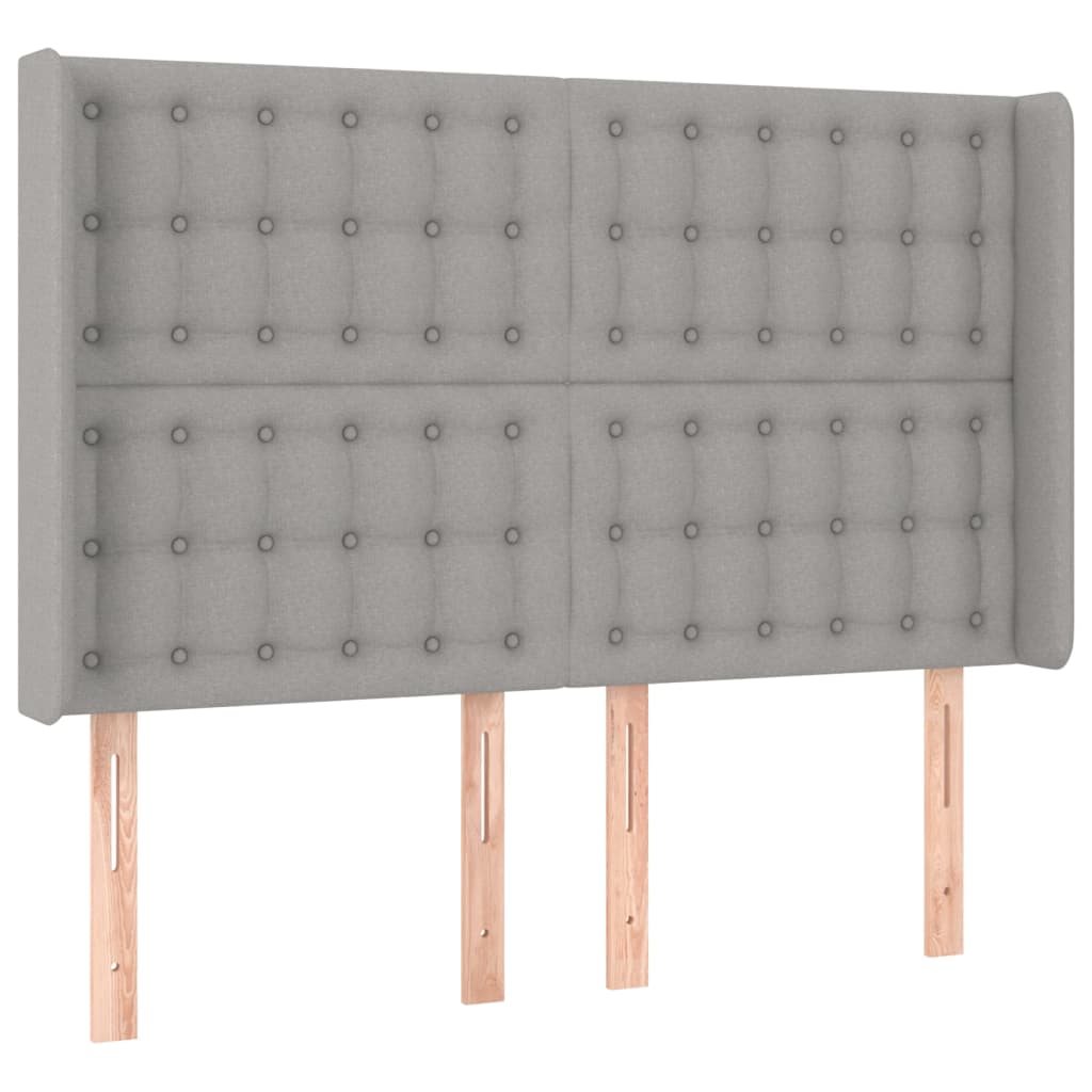 vidaXL Pat cu arcuri, saltea și LED, gri deschis, 140x200 cm, textil