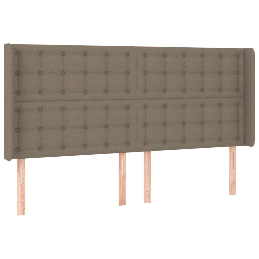 vidaXL Pat cu arcuri, saltea și LED, gri taupe, 180x200 cm, textil
