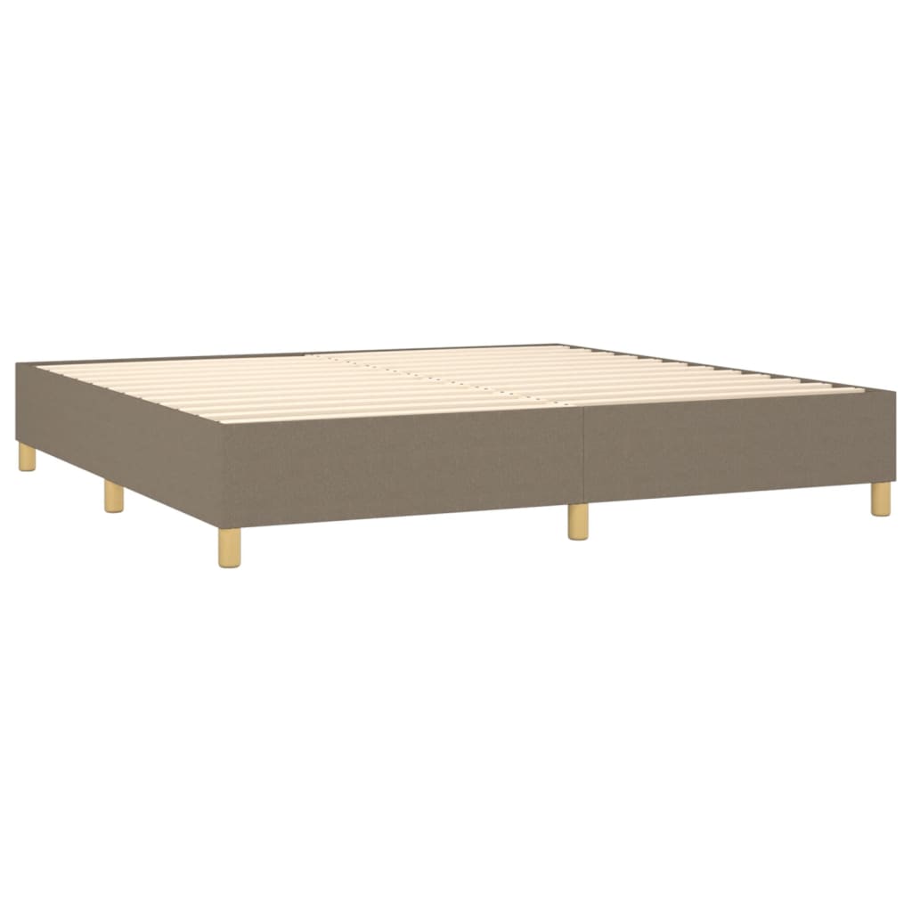 vidaXL Pat cu arcuri, saltea și LED, gri taupe, 200x200 cm, textil